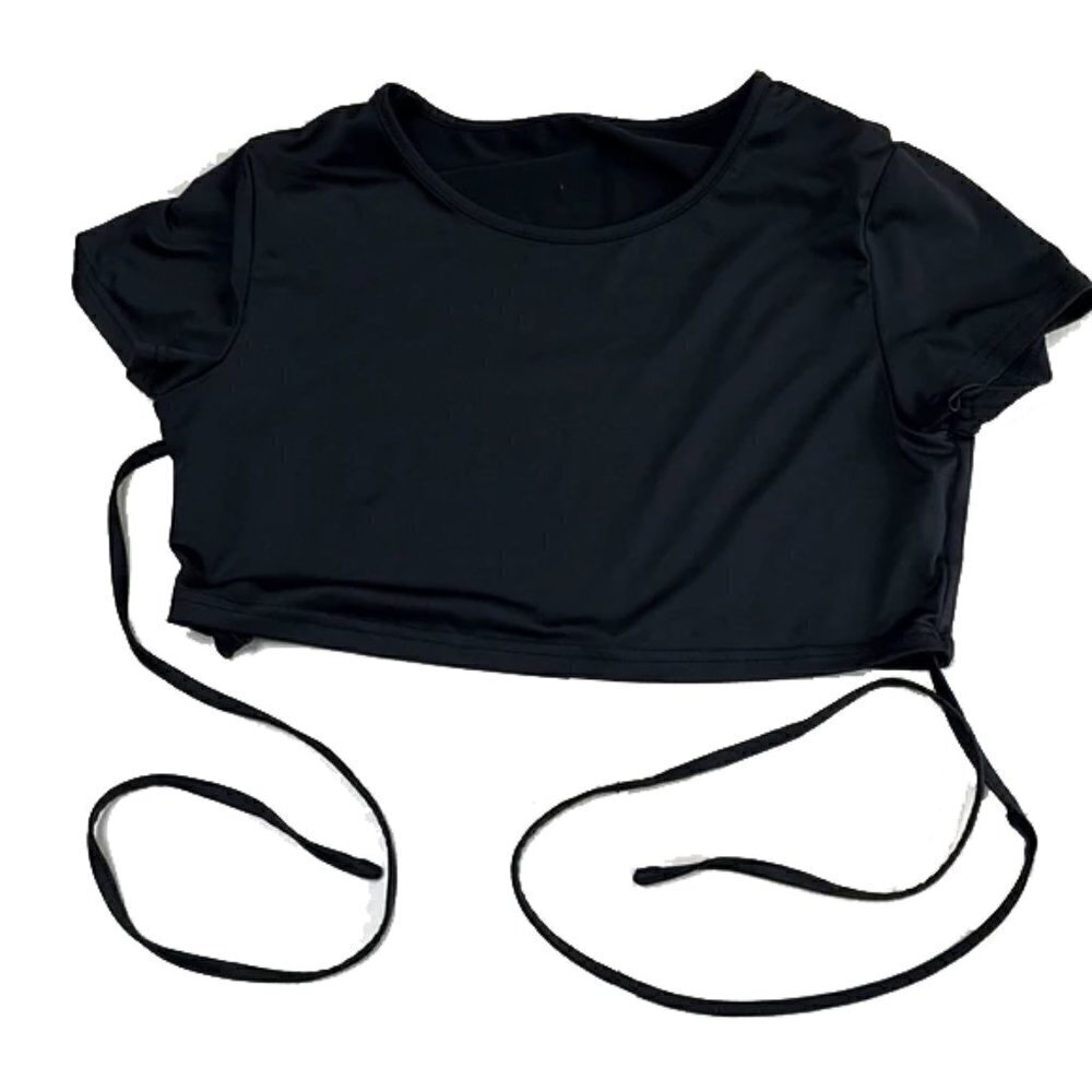❤️ SHEIN Short Sleeve String crop Top Size L